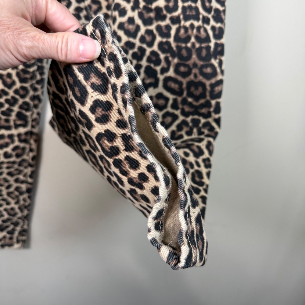 Orange Kiss Essentials 100% Cotton Leopard Mid Rise Straight Leg Jeans Medium - Picture 10 of 10